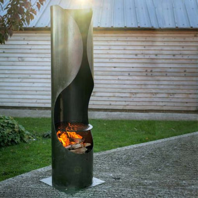 Curve Chiminea with Swing Arm BBQ Rack